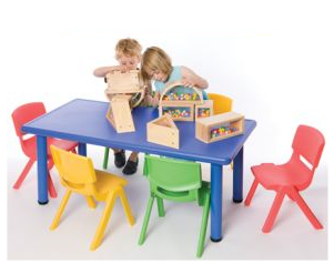Rectangular Plastic Table and Chairs Set